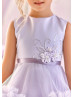 Lavender Beaded Satin Tulle Ruffled Flower Girl Dress